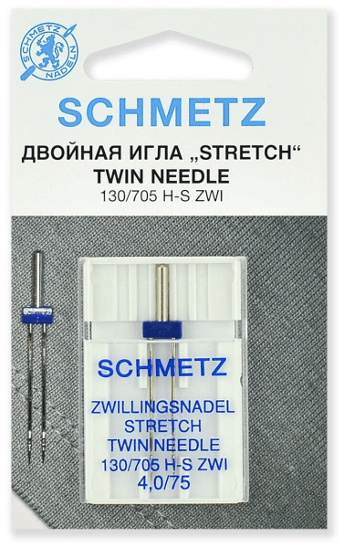 Иглы Schmetz стрейч двойные 130/705 H-S ZWI 4,0/75, 1 шт в Нелидово